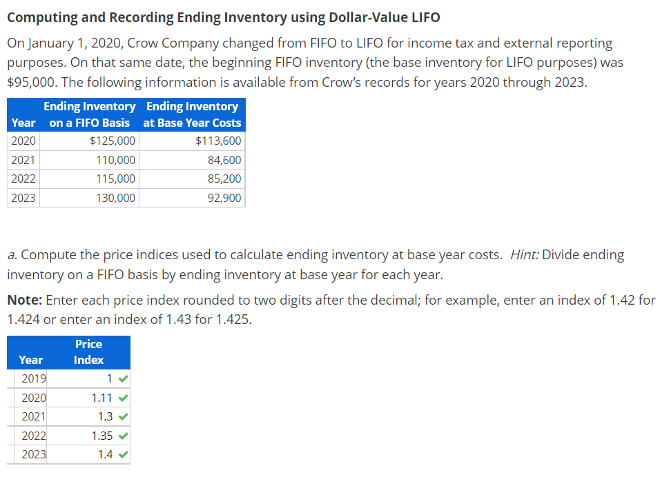 Computing and Recording Ending Inventory using Dollar-Value LIFO On January 1, 2020,