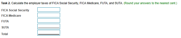 biweekly payroll. (If an input field is not used in the table