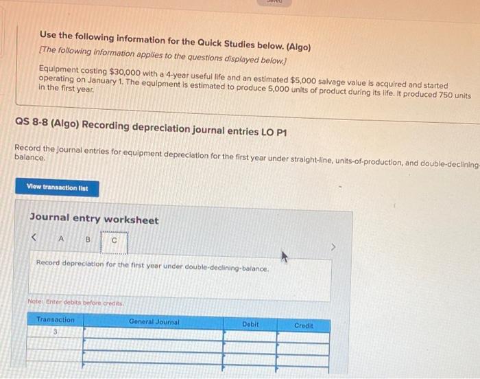 4-year useful life and an estimated $5,000 salvage value is acquired and