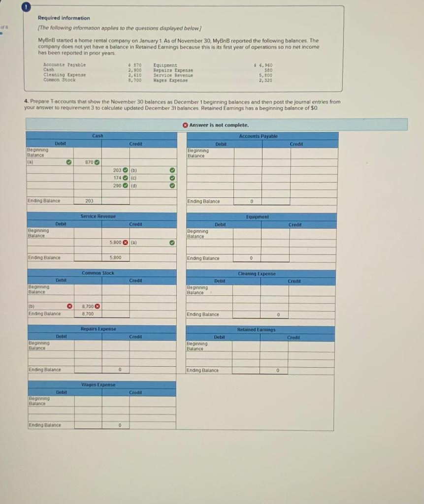 Credit 1 a Cash 870 Service Revenue 2 b Cleaning Expense Cash