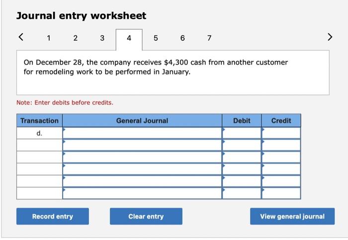 Journal entry worksheet 1 2 3 4 5 6 7 On December