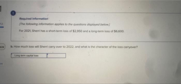 information applies to the questions displayed below.] For 2021, Sherri has a