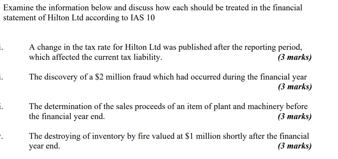 1. Examine the information below and discuss how each should be treated