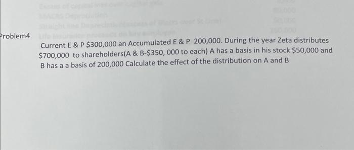 Problem4 Current E & P $300,000 an Accumulated E & P 200,000.