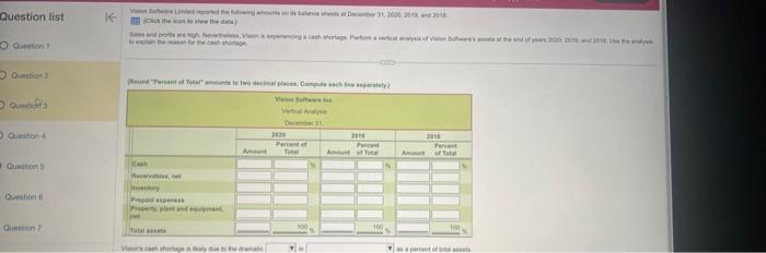 Question list Question 1 (click the on to view the in the