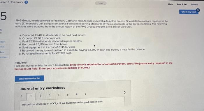 apter 2 Homework 5 Seved Help Save & Exit Submit Check my