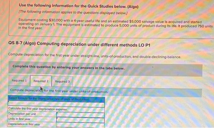 [The following information applies to the questions displayed below.] Equipment costing $30,000