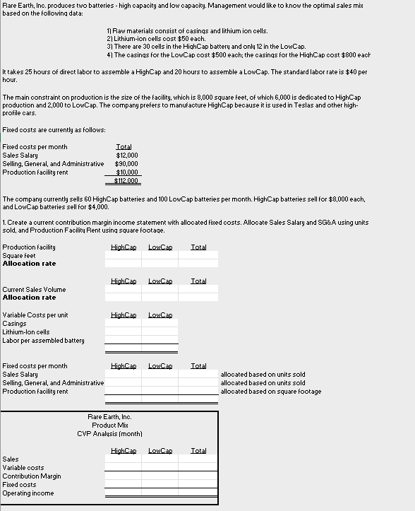  ? Rare Earth, Inc. produces two batteries - ?high capacity and