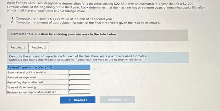 with an estimated four-year life and a $2,200 salvage value. At the