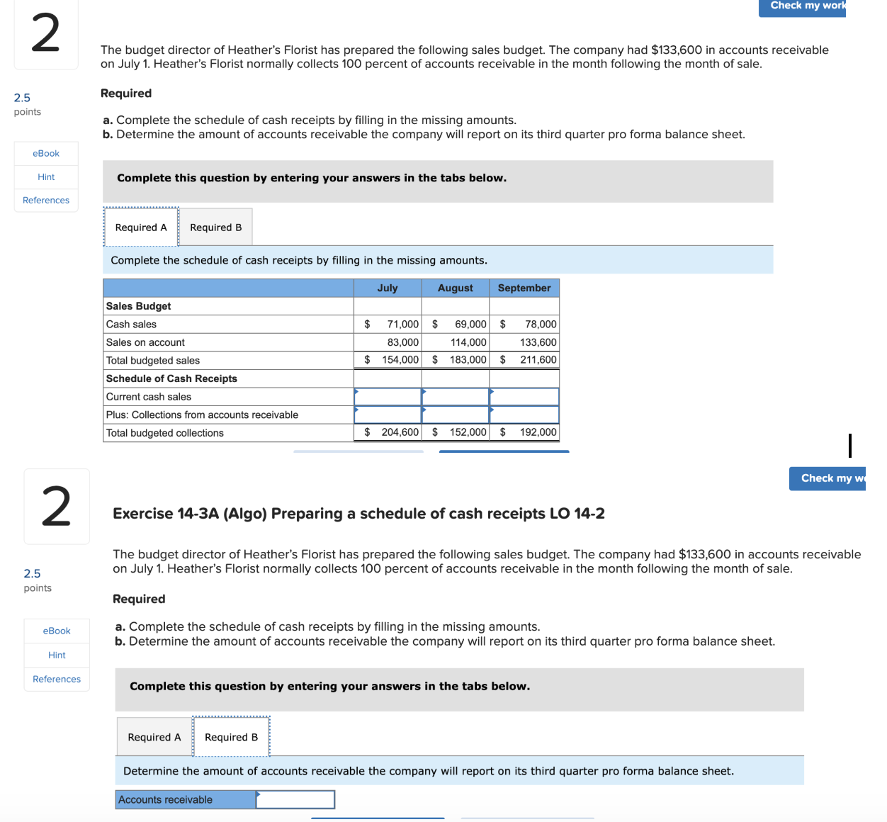 2 Check my work 2.5 points eBook Hint References The budget director