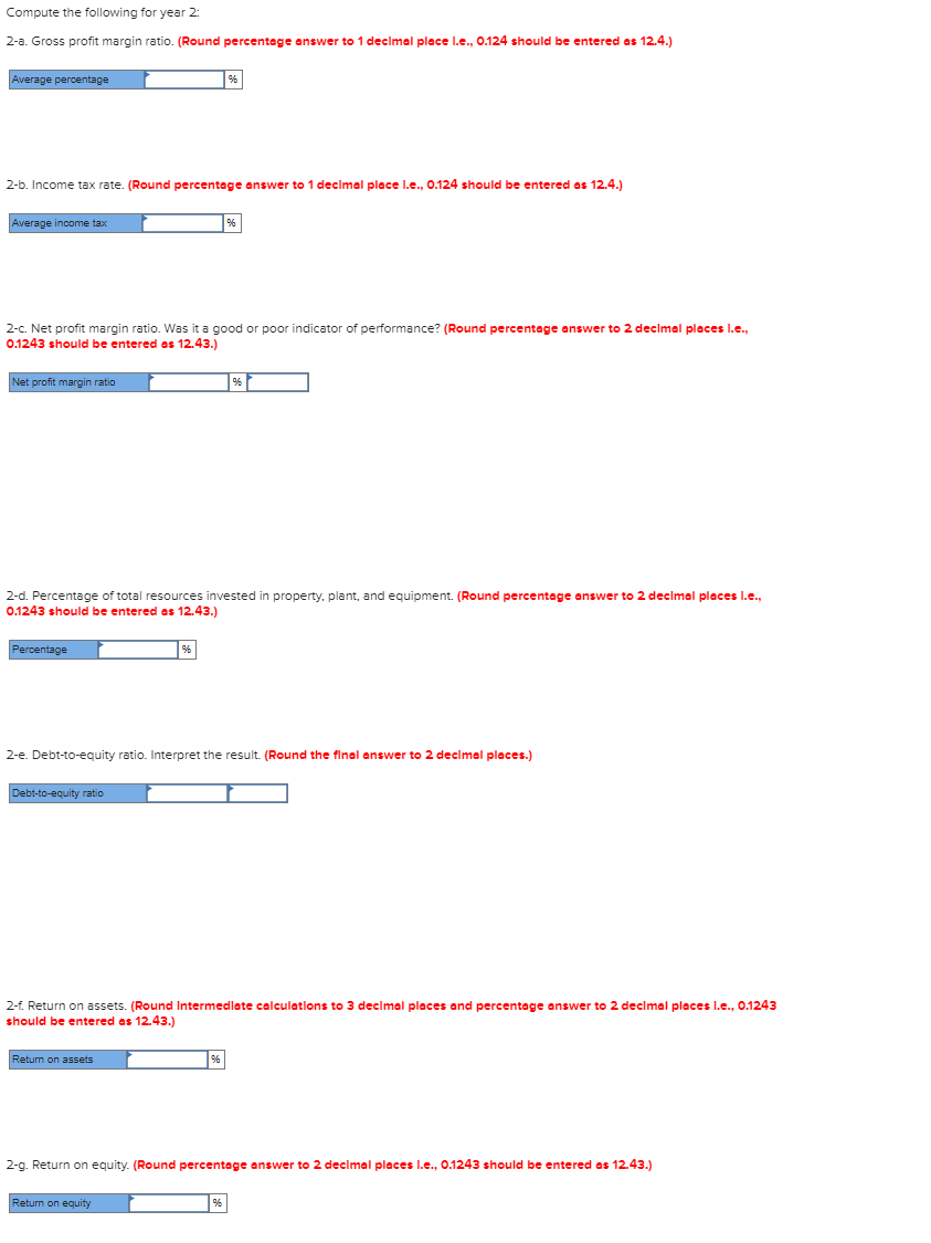 Ratios LO12-5, 12-7, 12-10 The comparative financial statements prepared at December 31,