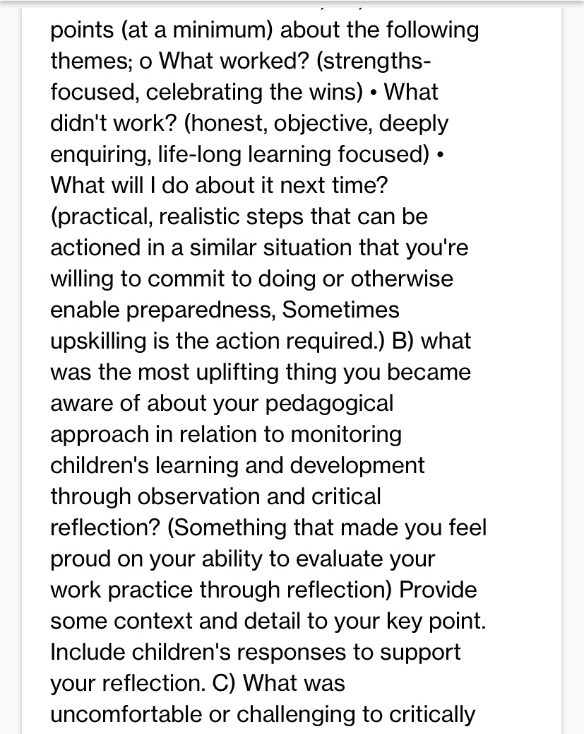 points (at a minimum) about the following themes; o What worked? (strengths-