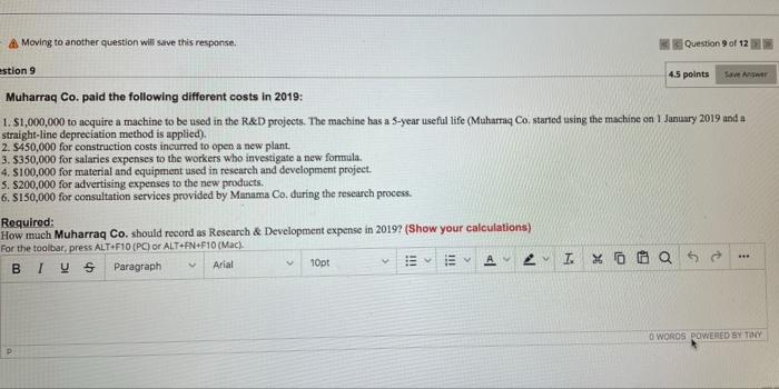 Moving to another question will save this response. estion 9 Muharraq Co.
