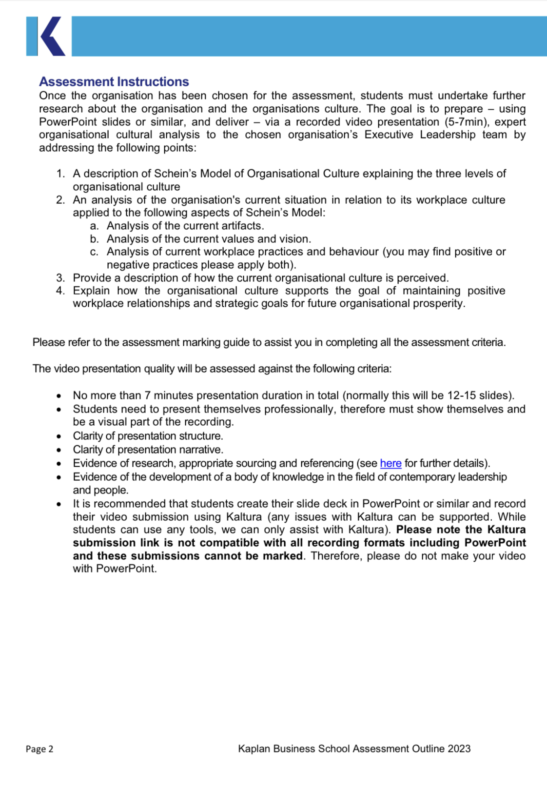 Presentation Length: Weighting: Total Marks: Submission: Due Date: MBA401 People, Culture and