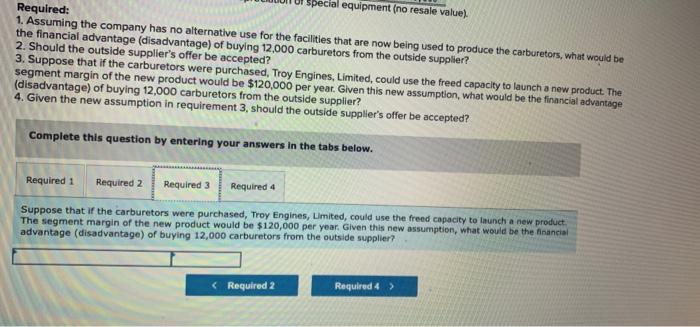 the carburetors. An outside supplier has offered to sell one type of