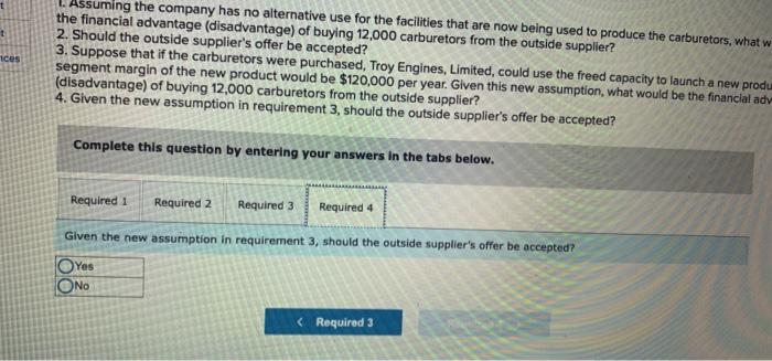 carburetor to Troy Engines, Limited, for a cost of $30 per unit.