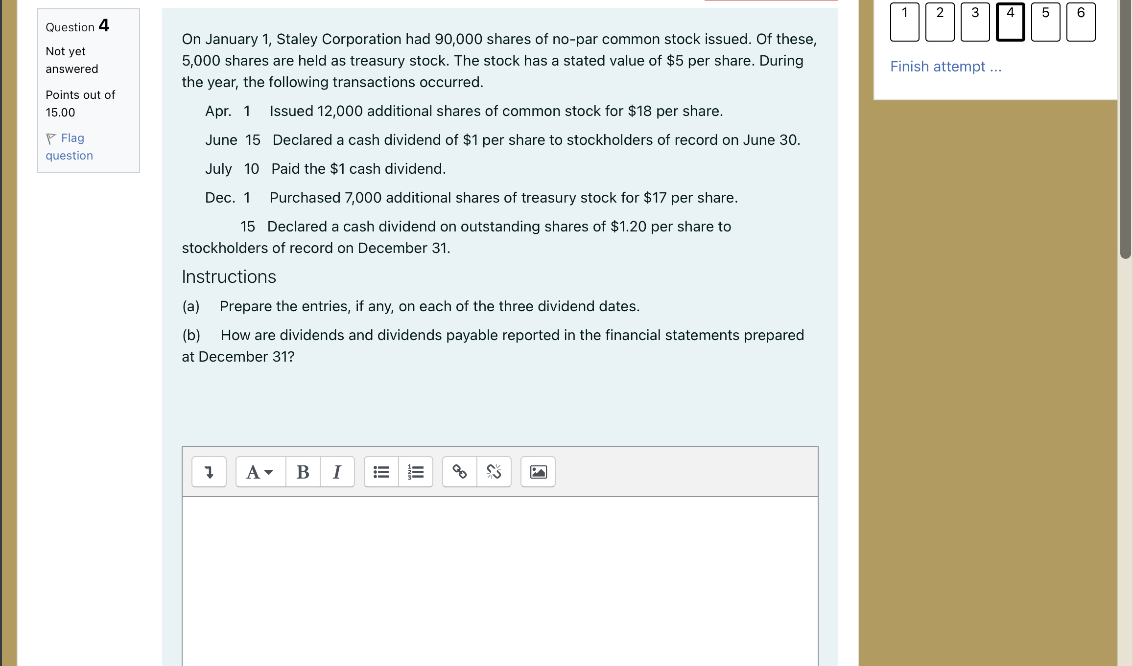 1 2 3 4 5 6 Question 4 Not yet answered Points