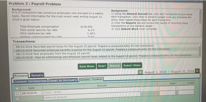 Problem 3: Payroll Problem Background: M&D Contractors has numerous employees who are