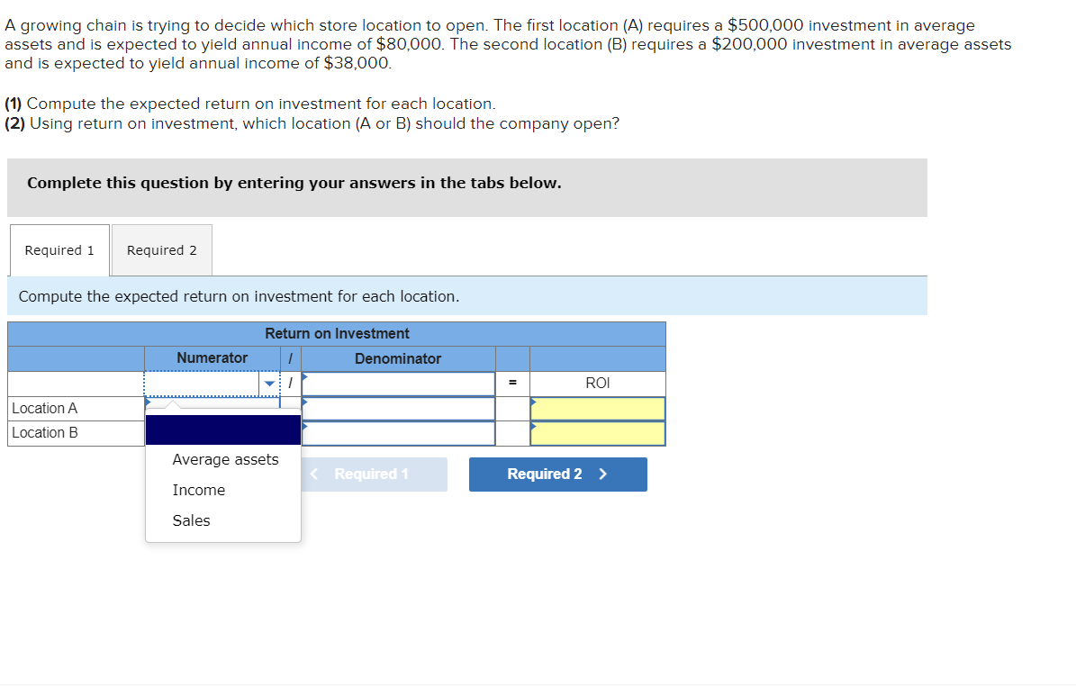 A growing chain is trying to decide which store location to open.