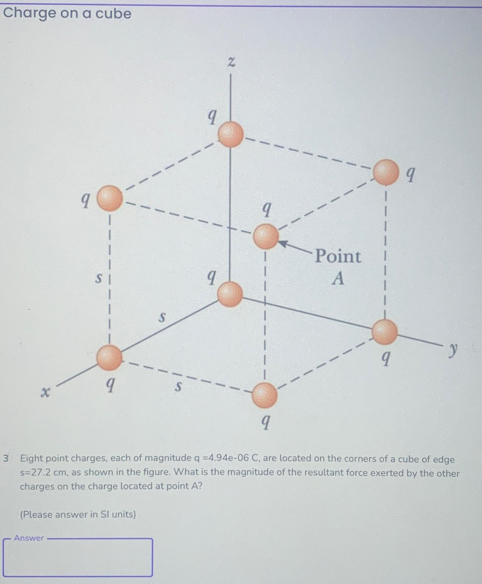 Charge on a cube q S 2 q Point A q q