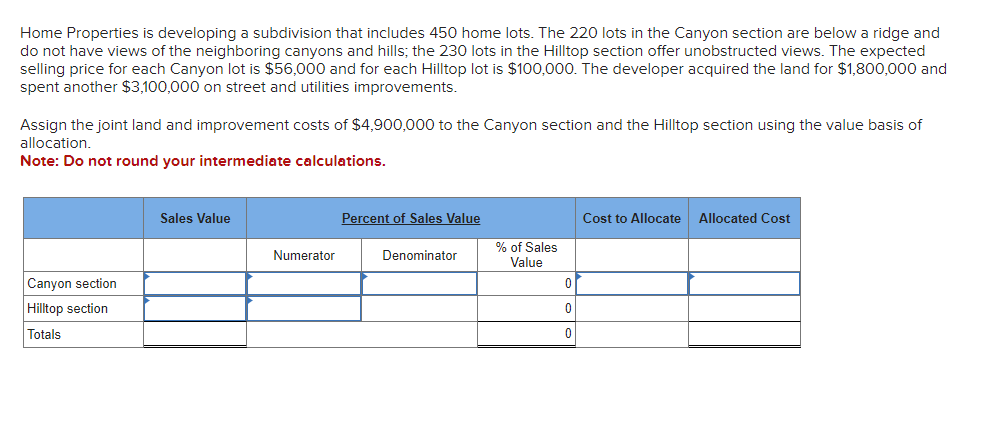 Home Properties is developing a subdivision that includes 450 home lots. The