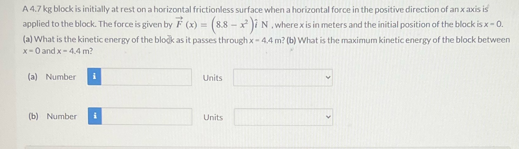 A 4.7 kg block is initially at rest on a horizontal frictionless