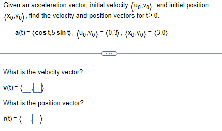 Given an acceleration vector, initial velocity (uo. Vo), and initial position (xo.Yo),