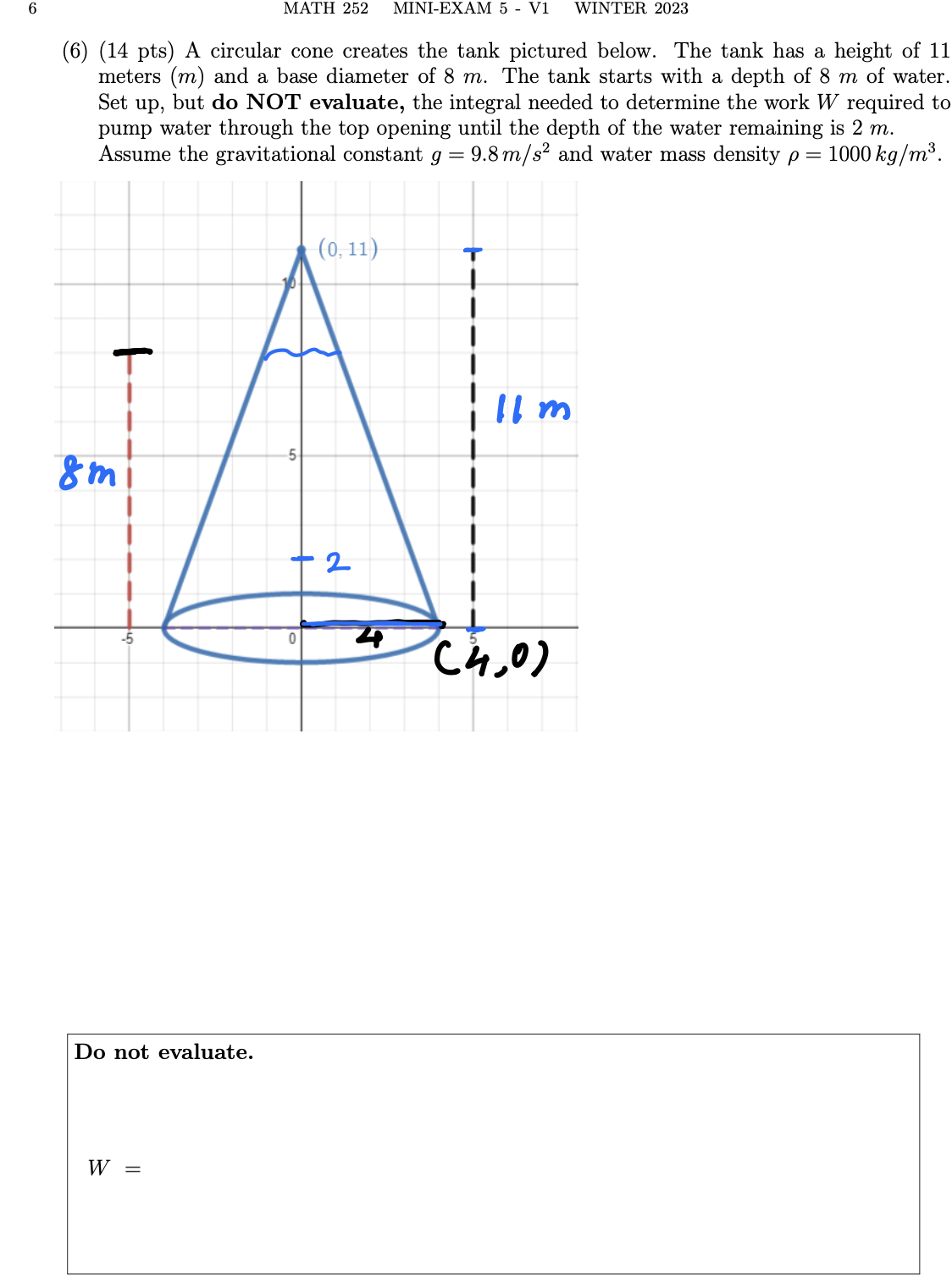 6 MATH 252 MINI-EXAM 5 - V1 WINTER 2023 (6) (14 pts)