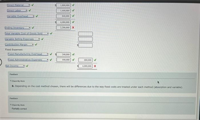 of operations are: Sales (100,000 units) $6,000,000 Production Costs (120,000 units): Direct