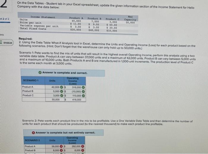 On the Data Tables - Student tab in your Excel spreadsheet, update