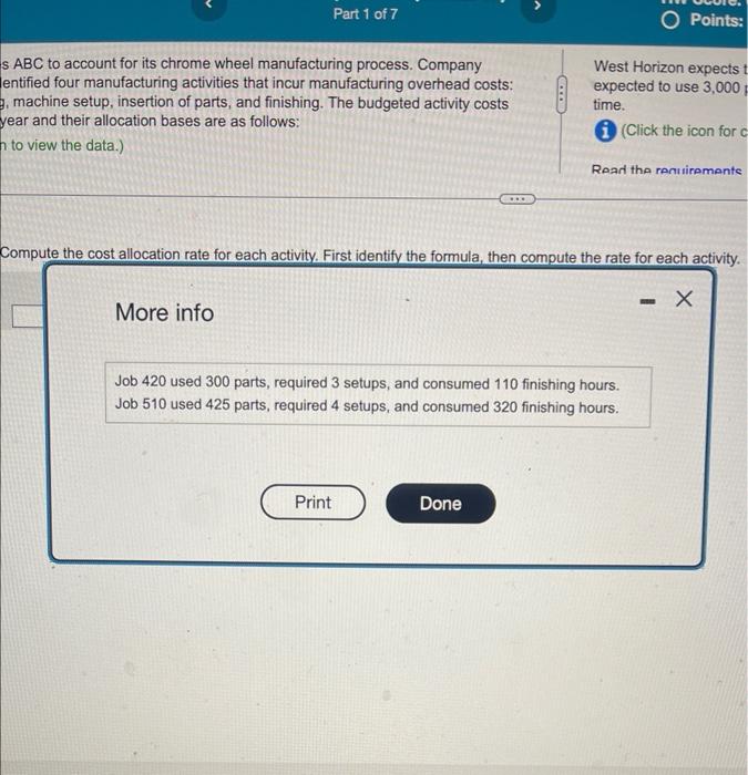 manufacturing process. Company managers have identified four manufacturing activities that incur manufacturing