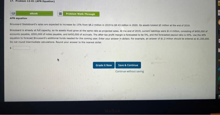 17. Problem 12-01 (AFN Equation) B ellook AFN equation Problem Walk-Through Broussard