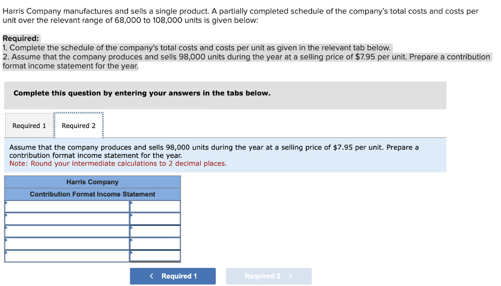 Company manufactures and sells a single product. A partially completed schedule of