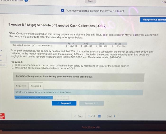 Saved You received partial credit in the previous attempt. Help View previous