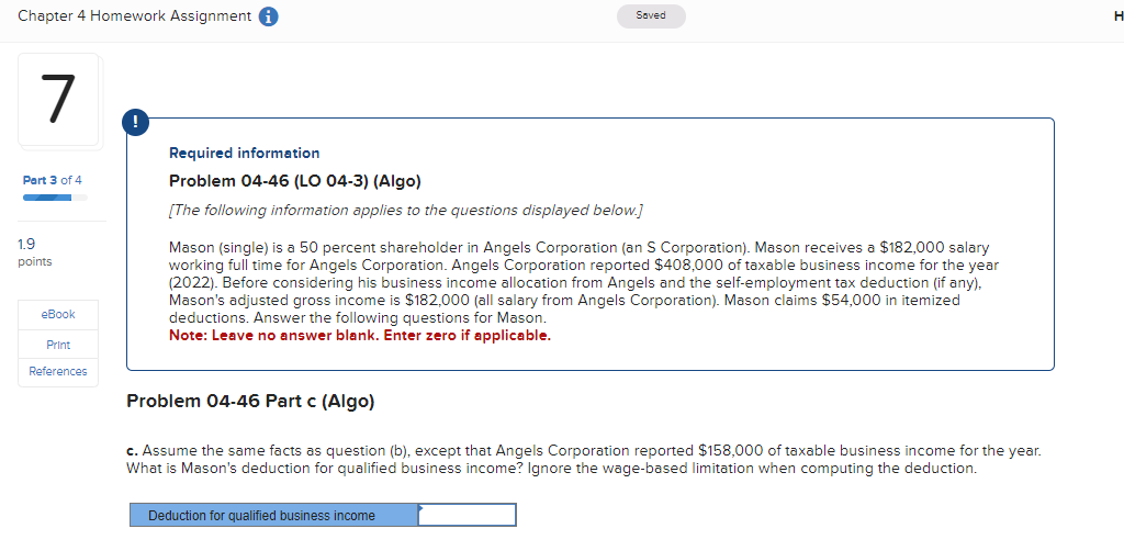 eBook Print ! Required information Problem 04-46 (LO 04-3) (Algo) [The following