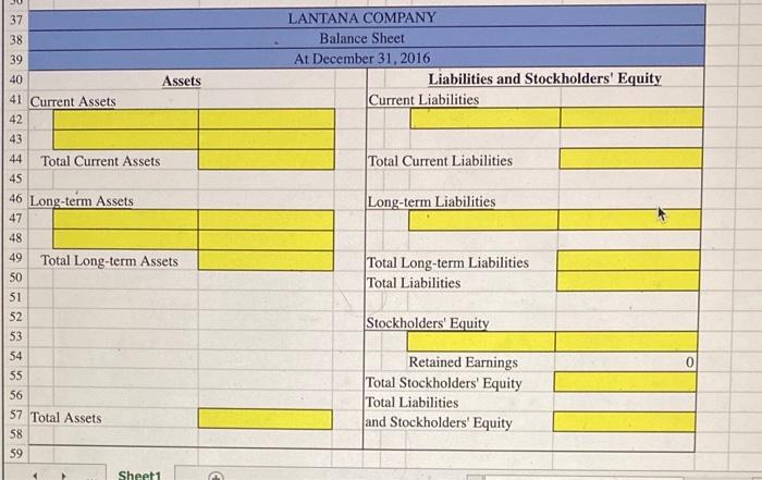 based on the T-Account balances. Use the information included in the Excel