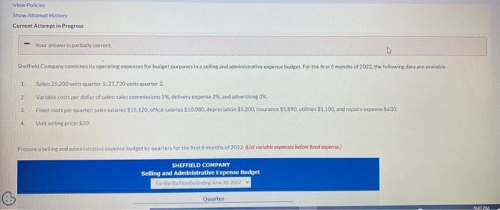 View Policies Show Attempt History Current Attempt in Progress Your answer is