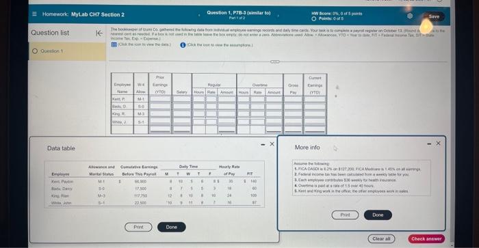 Homework: MyLab CH7 Section 2 Question list Question 1 Question 1, P7B-3