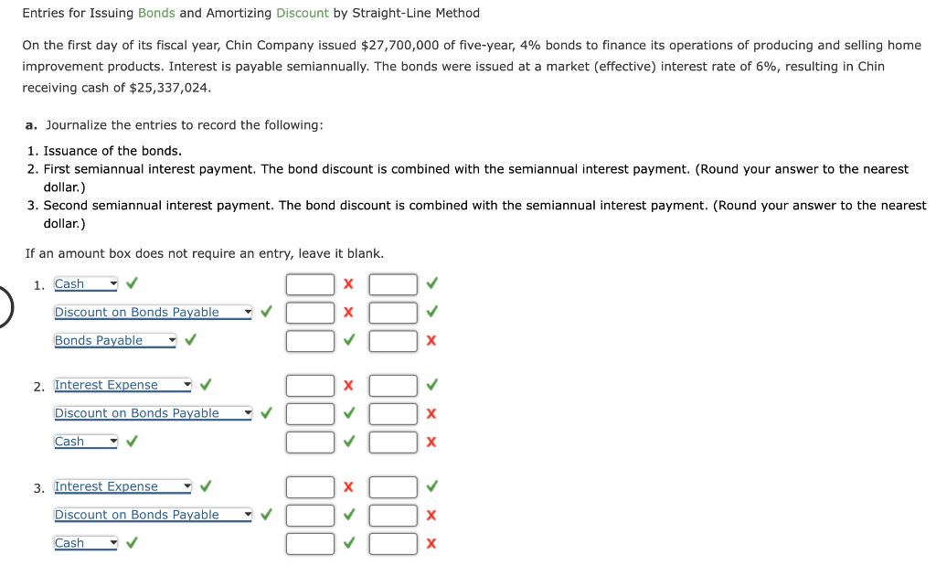 Entries for Issuing Bonds and Amortizing Discount by Straight-Line Method On the