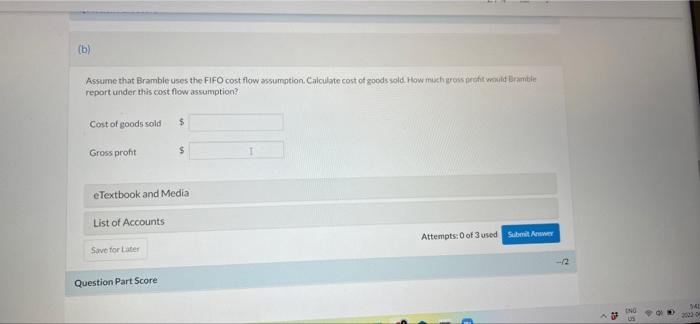 information for Bramble Gems. Bramble uses the periodic method of accounting for