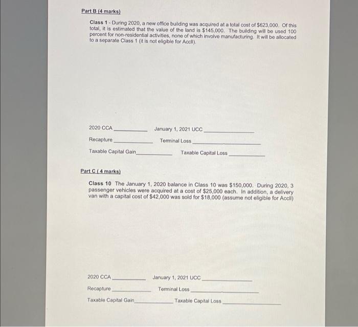 CCA that can be taken on each class of assets for the