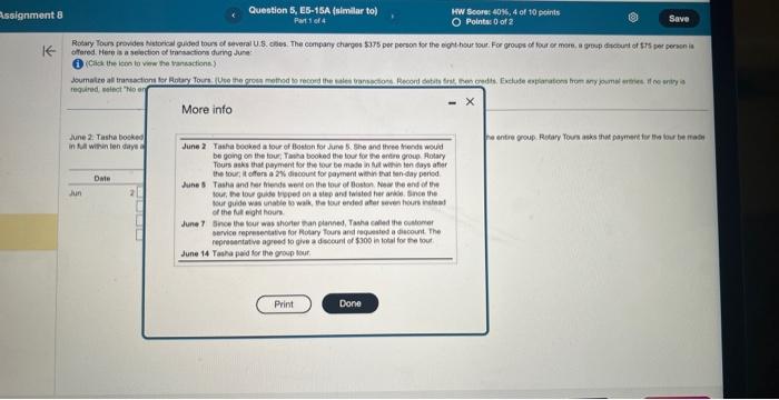 Assignment 8 K- Question 5, E5-15A (similar to) Part 1 of 4