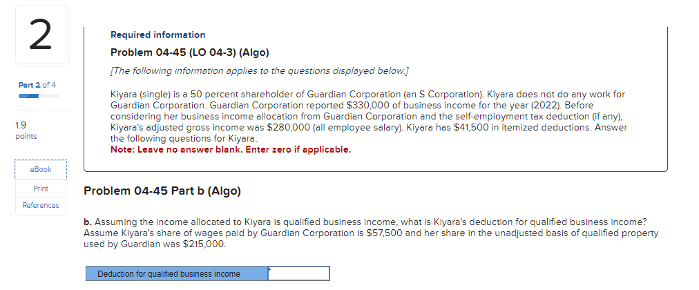 2 Part 2 of 4 1.9 points Required information Problem 04-45 (LO
