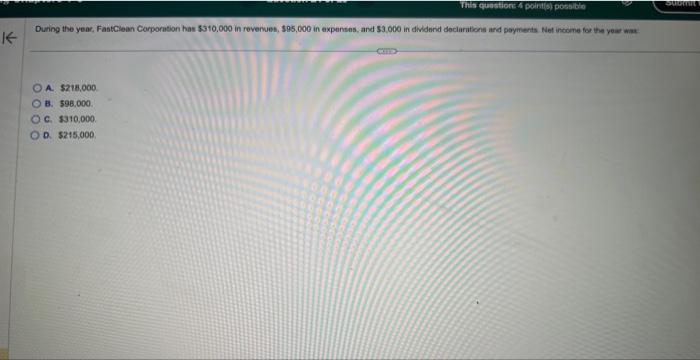 K This question: 4 point(s) possible During the year, FastClean Corporation has