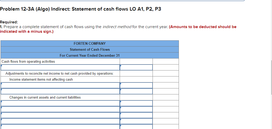 income statement, comparative balance sheets, and additional information follow. For the year,