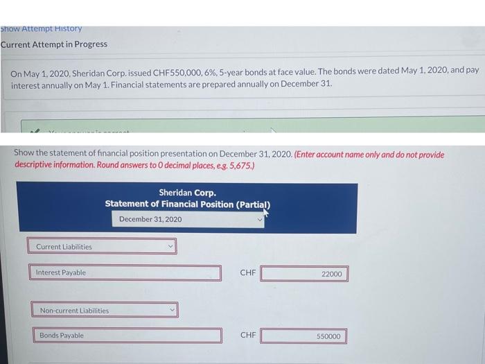 Show Attempt History Current Attempt in Progress On May 1, 2020, Sheridan