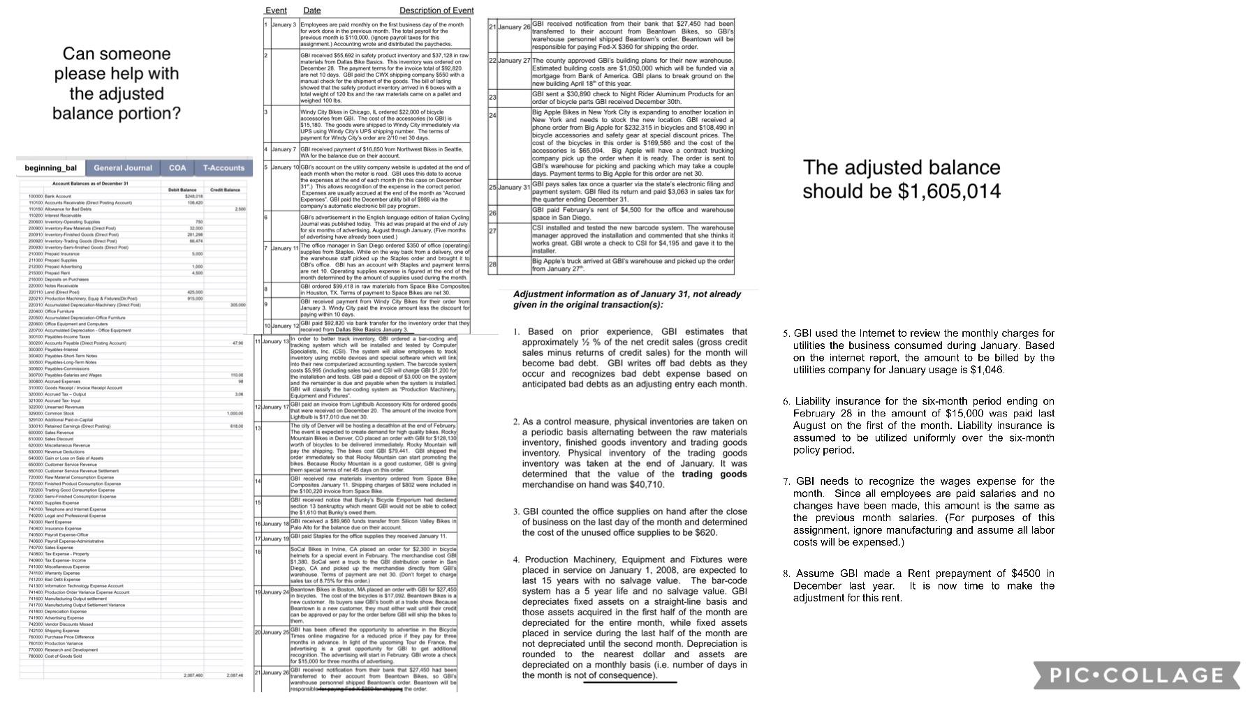 Can someone please help with the adjusted balance portion? General Journal COA