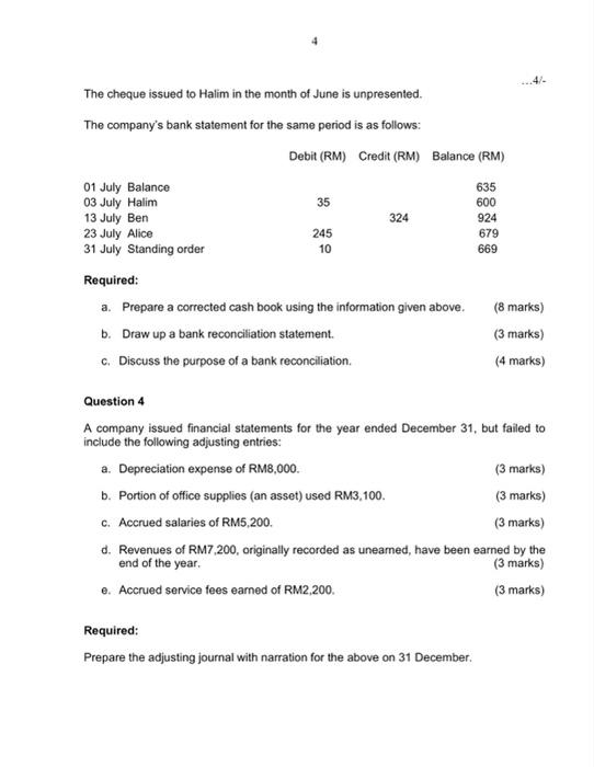 a trial balance. (2 marks) b. Explain the differences between a bad