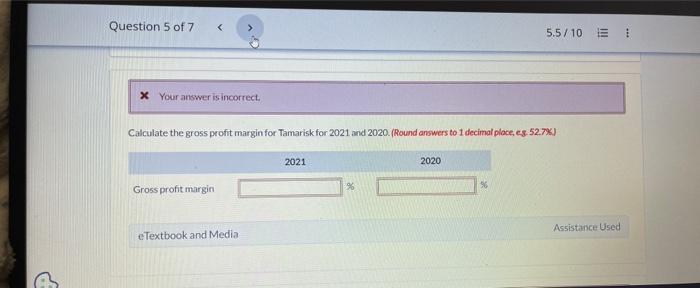 Question 5 of 7 5.5/10 E x Your answer is incorrect. Calculate