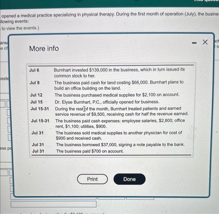 the first month of operation (July), the business, ed Dr. Elyse Bus